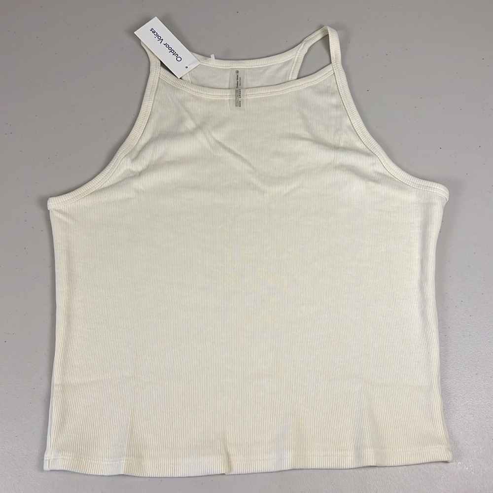 Outdoor Voices CozyRib Tank Milk Stone Off White High Neck Racerback XXL NEW - Picture 6 of 16
